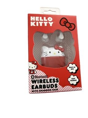 Hello Kitty Red, White & Pink Wireless Earbuds with Charging Case